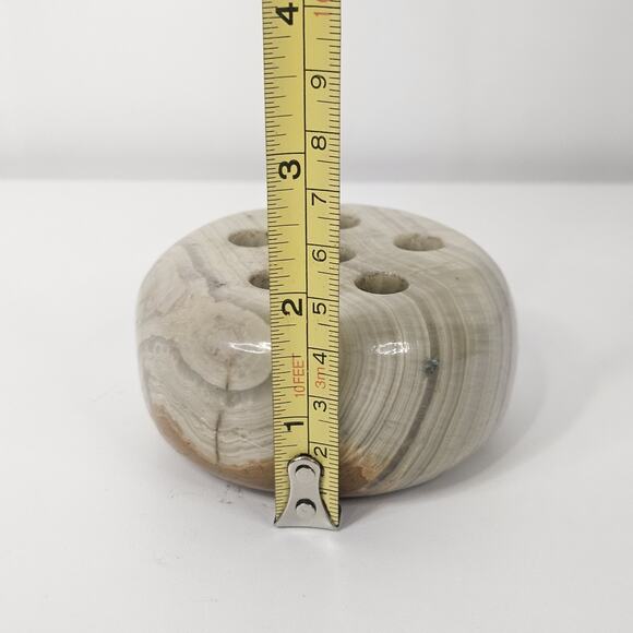 Vintage MCM Poshlished Onyx Marble Pen Holder Desk Office Boho - Picture 8 of 9